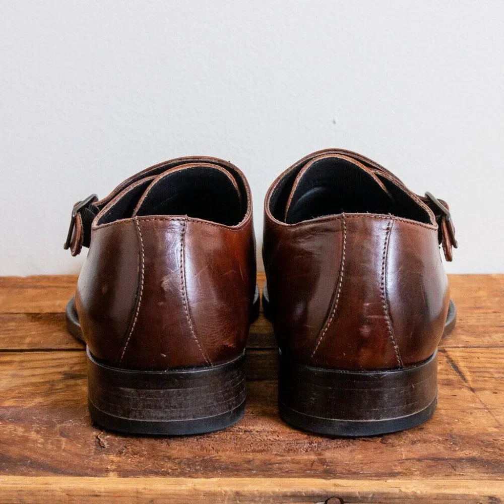 Suitsupply Monk Strap Brown Leather Shoes Suit Supply Size 8.5 - Picture 8 of 10